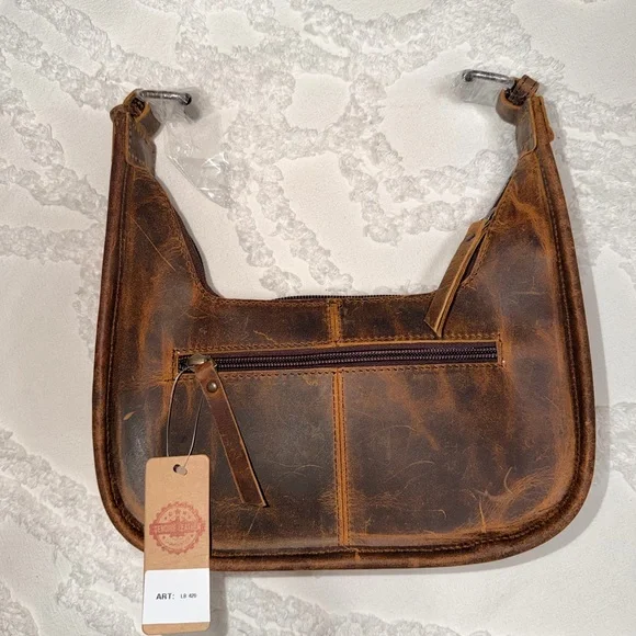 Cowhide Saddle Bag with Brown Leather Trim - Picture 2 of 6